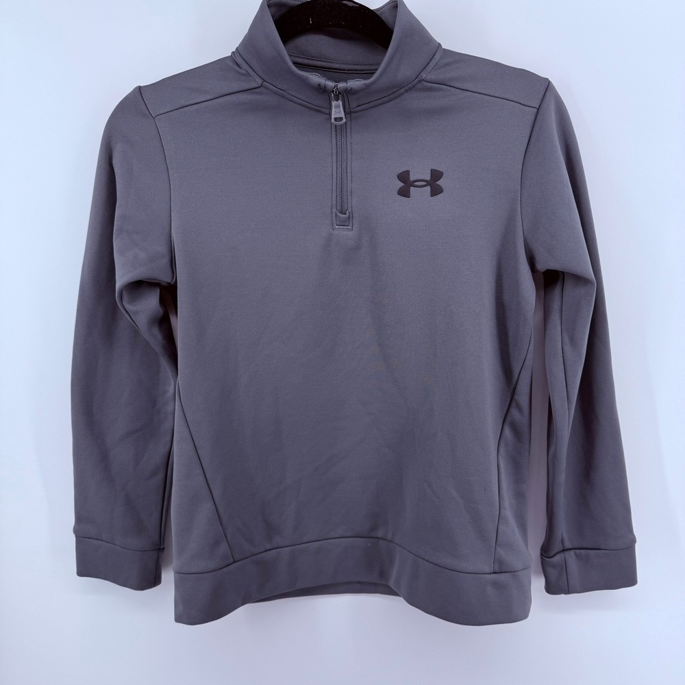 Under Armour Boys Gray Quarter Zip Pullover Fleece Sweatshirt YMD Medium 1188